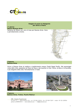 Viaggio di nozze in Patagonia per Silvia e Pietro 1&deg; giorno Milano