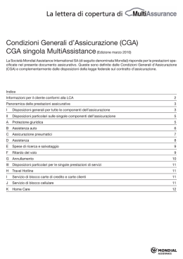 Condizioni Generali d`Assicurazione (CGA) CGA