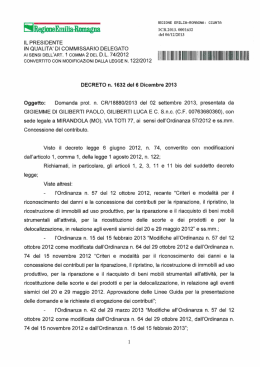 DECRETO n. 1632 del 6 Dicembre 2013 - Regione Emilia