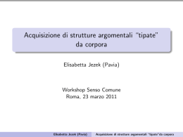 Acquisizione di strutture argomentali “tipate” da