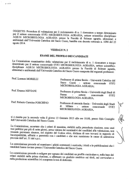 OGGETTO: Procedura di valutazione per il reclutamento di n. 1