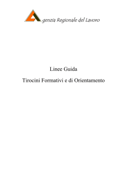 Linee Guida Tirocini Formativi e di Orientamento