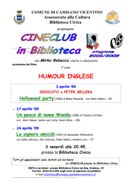 CINECLUB locandina aprile 09 - Comune di Camisano Vicentino