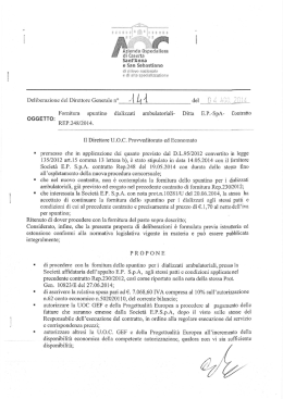 Fornitura spuntino dializzati ambulatoriali- Ditta E.P.-SpA