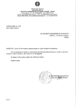 CIRC. 155 - Istituto Comprensivo di Corso Cavour Pavia