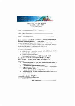 MINI CAMP PGS CORTICELLA 10-13 Settembre 2014 Scheda