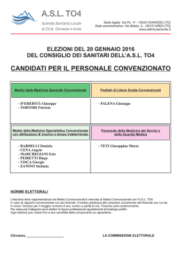 Elenco dei Candidati per il personale convenzionato