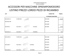 LISTINO PREZZI LORDO PEZZI DI RICAMBIO