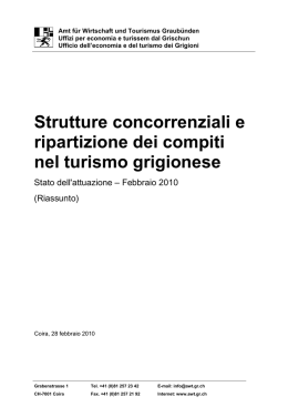 Strutture concorrenziali e ripartizione dei compiti nel turismo