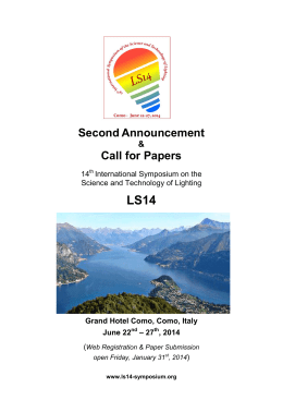 Second Announcement Call for Papers