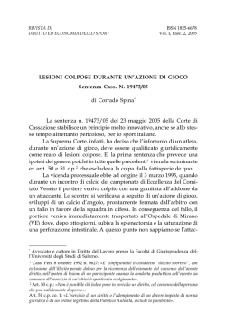 lesioni colpose durante un`azione di gioco nota a sentenza cass. n