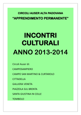 INCONTRI CULTURALI ANNO 2013-2014