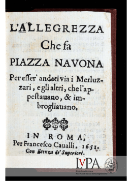 L` allegrezza che fa Piazza Navona per esser` andati via i merluzzari