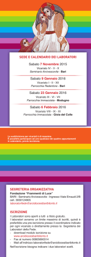 La brochure 2015-2016 - Arcidiocesi di Bari