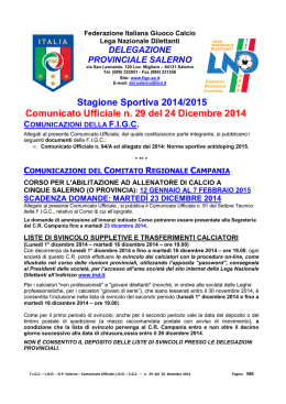 Stagione Sportiva 2014/2015 Comunicato Ufficiale n. 29 del 24