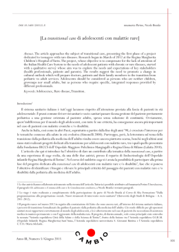 [La transitional care di adolescenti con malattie rare]