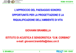l`approccio del paesaggio sonoro:opportunit&agrave; per la progettazione e la