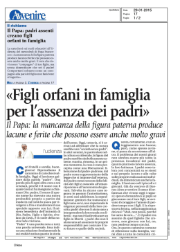 Figli orfani in famiglia per l`assenza dei padri