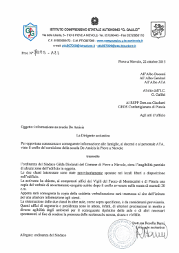Comunicazioni della DS riguardo la sicurezza della scuola De Amicis