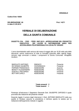 VERBALE DI DELIBERAZIONE DELLA GIUNTA COMUNALE