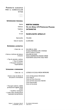 Curriculum Vitae Assessore Bertin Sandra