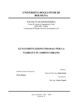 le pavimentazioni stradali per la viabilita` in ambito urbano
