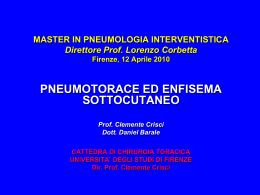 PNEUMOTORACE (PNX) - Master in Pneumologia Interventistica