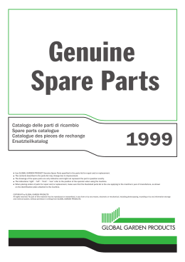 Catalogo delle parti di ricambio Spare parts catalogue Catalogue