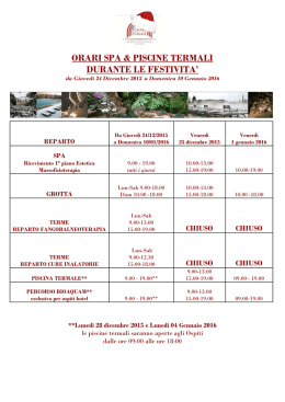 Orari Spa e Piscine Termali per le Festivit&agrave;