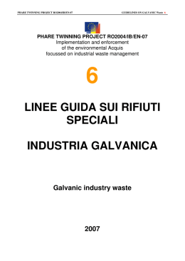 Linee guida sui rifiuti speciali: Industria galvanica