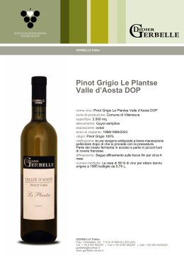 Pinot Grigio Le Plantse Valle d`Aosta DOP