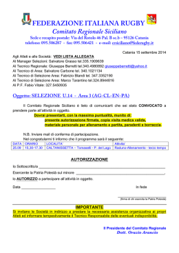 CONVOCAZIONE U.14 25 settembre caltanissetta