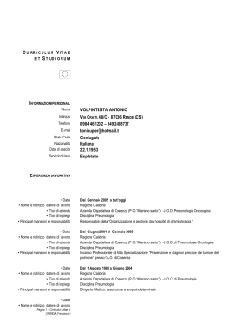 curriculum vitae et studiorum - Azienda Ospedaliera di Cosenza
