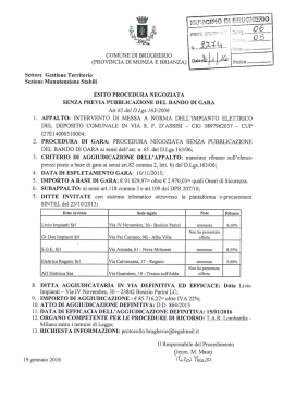 Intervento di messa a norma dell`impianto elettrico del deposito