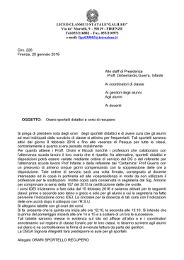 Orario sportelli didattici e corsi di recupero