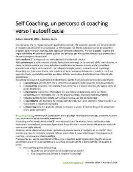 Self Coaching, un percorso di coaching verso l