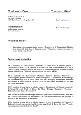 Curriculum del docente - Dipartimento di Biotecnologie mediche