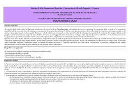 PIANOFORTE JAZZ - Conservatorio Paganini