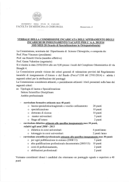 VERBALE COMMISSIONE INCARICHI Scuola di Specializzazione