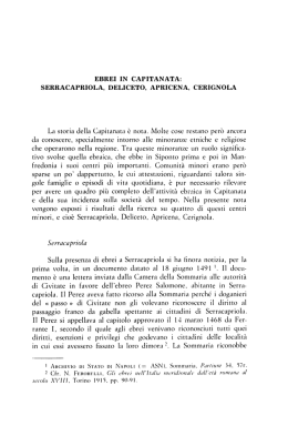 EBREI IN CAPITANATA: SERRACAPRIOLA, DELICETO