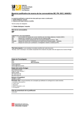 Mem&ograve;ria justificativa de recerca de les convocat&ograve;ries BE