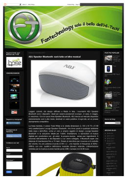 Fantechnology: ADJ Speaker Bluetooth: sarà tutta un`altra musica!