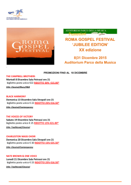 ROMA GOSPEL FESTIVAL `JUBILEE EDITION` XX edizione