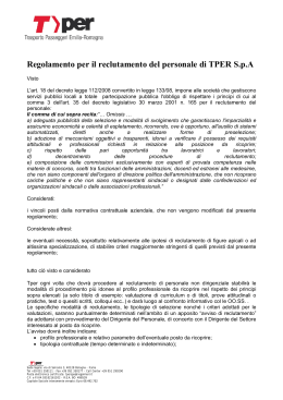 Regolamento per il reclutamento del personale di TPER S.p.A