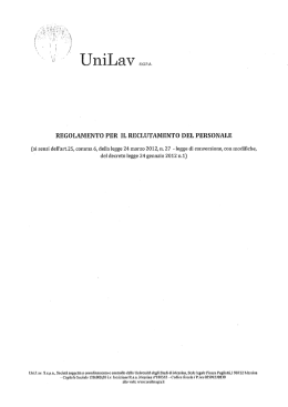 REGOLAMENTO PER IL RECLUTAMENTO DEL PERSONALE