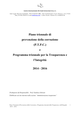 Piano triennale di prevenzione della corruzione (P.T.P.C.) e