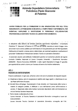 Palermo Bando incarichi Tecnico di Laboratorio scad. 10 Luglio 2011