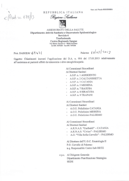 Leggi il provvedimento del DASOE per il DH trasfusionale