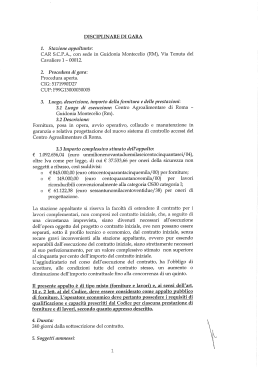 Disciplinare di Gara - Centro Agroalimentare Roma