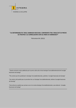 La deformabilita` degli ammassi rocciosi. Confronto tra i